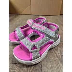 Skechers - Girls Glimmer Kicks - Glittery Glam Sandals Light Up Pink Sparkle 12